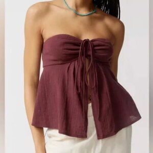 Urban Outfitters Burgundy Strapless Top